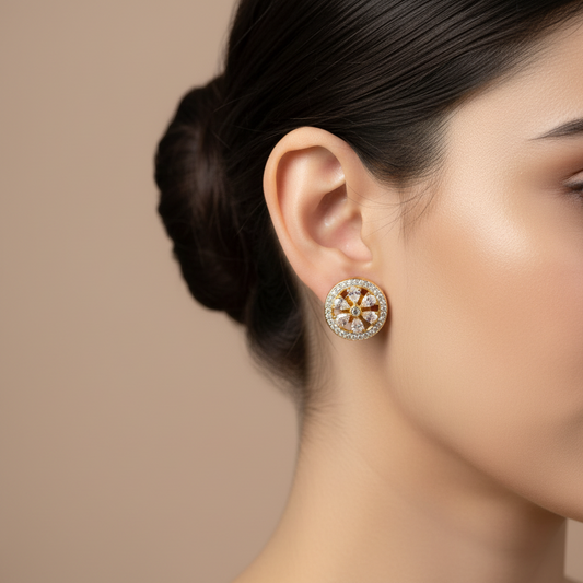 Golden Vijaya American Diamond Studs