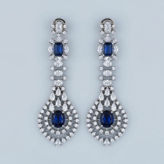 Royal Blue Prajakti American Diamond Danglers