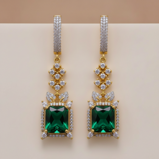 Emerald Uma American Diamond Danglers