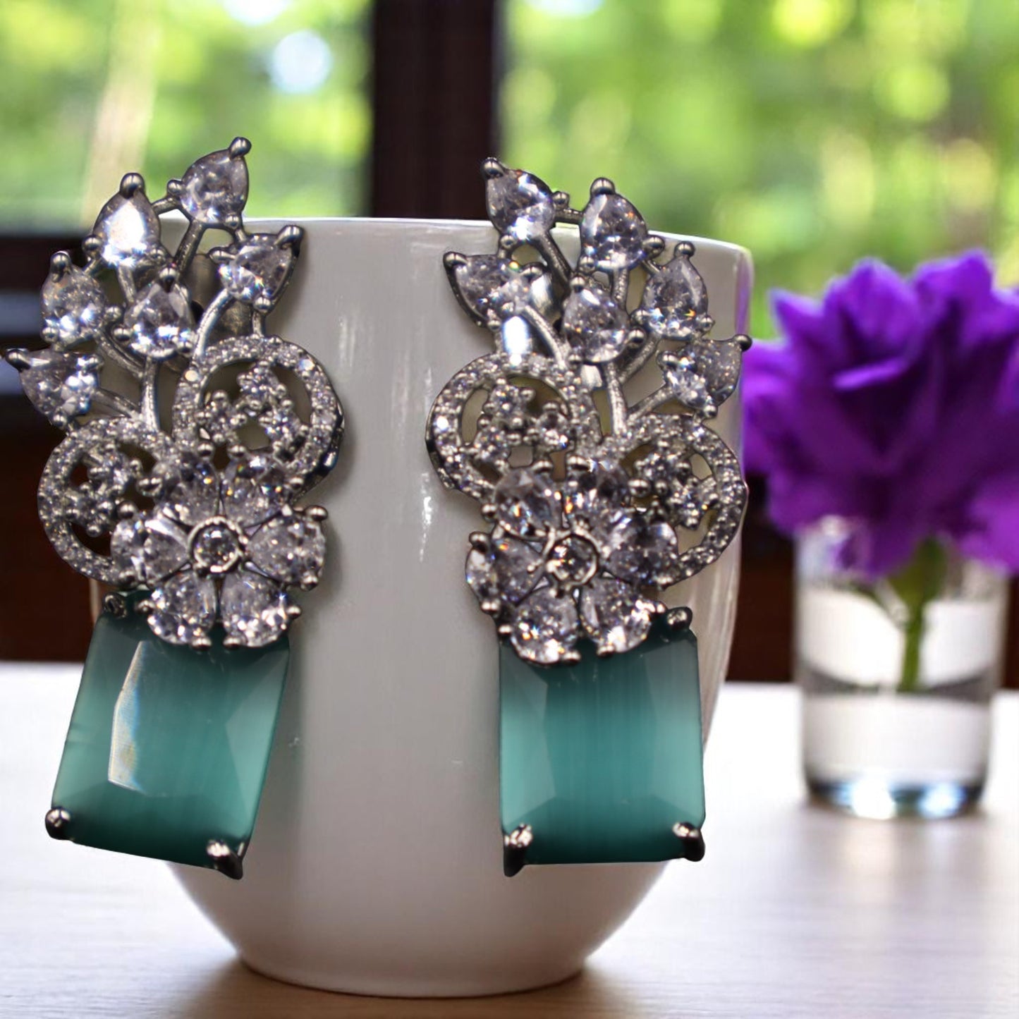 Turquoise Rupal American Diamond Studs