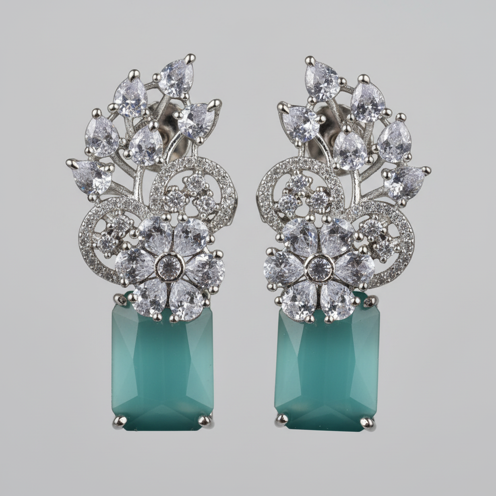 Turquoise Rupal American Diamond Studs