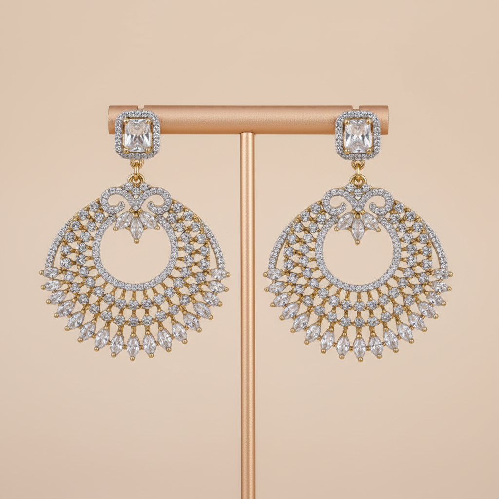 Golden Rupal American Diamond Danglers