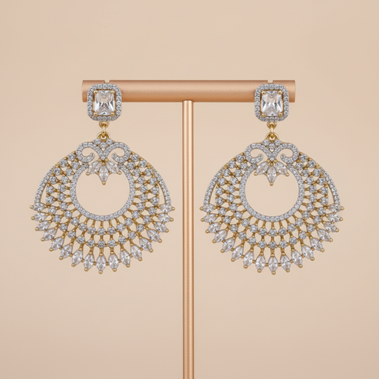 Golden Rupal American Diamond Danglers