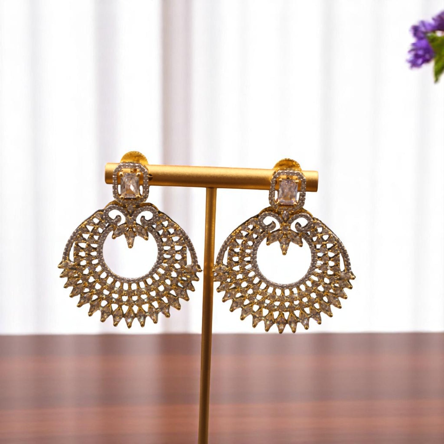 Golden Rupal American Diamond Danglers