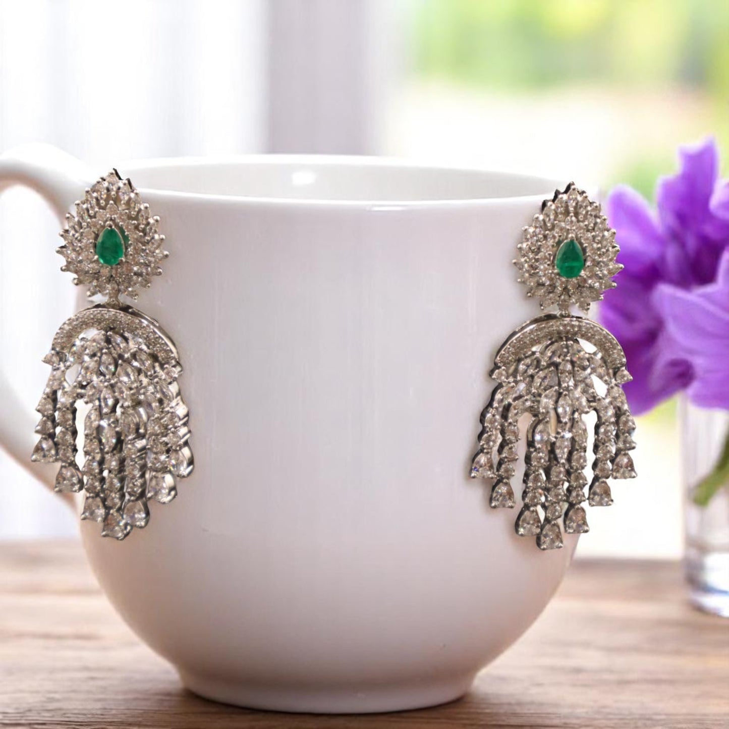 Emerald Lavanya American Diamond Danglers