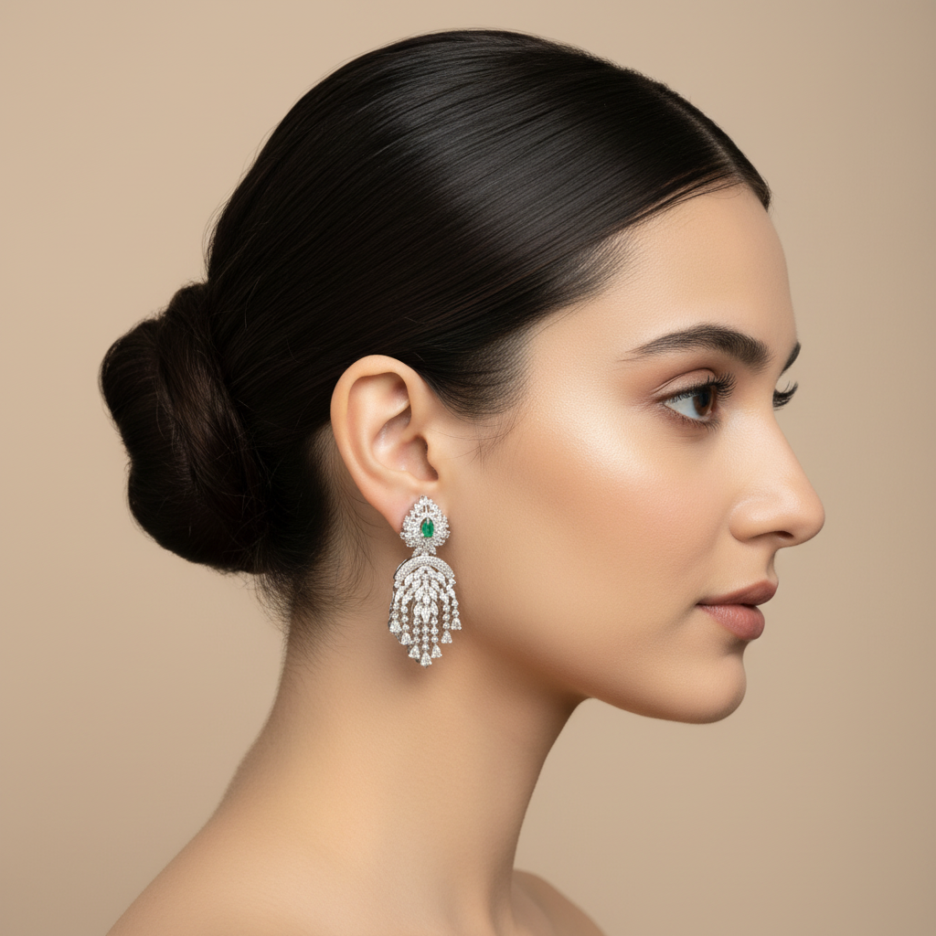 Emerald Lavanya American Diamond Danglers