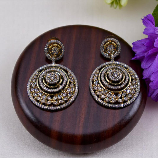 Golden Tanvi American Diamond Danglers