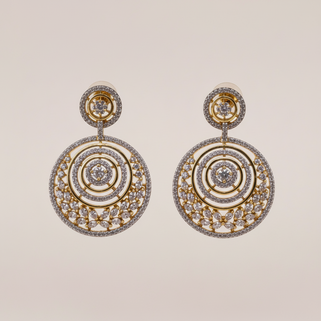 Golden Tanvi American Diamond Danglers