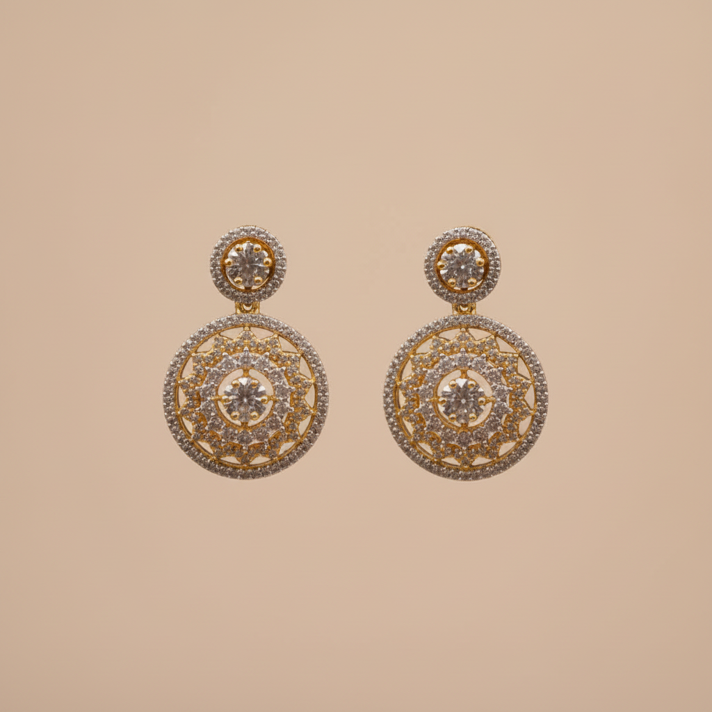 Golden Namrata American Diamond Studs