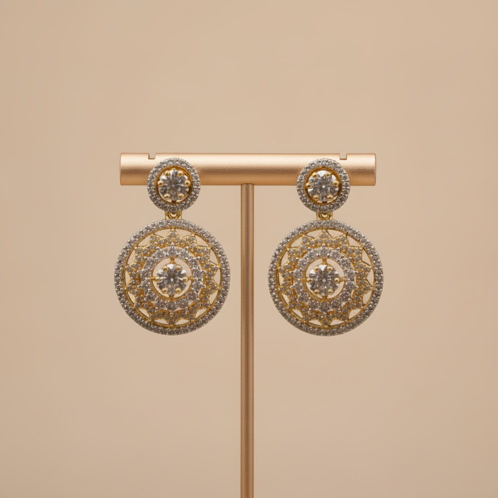 Golden Namrata American Diamond Studs