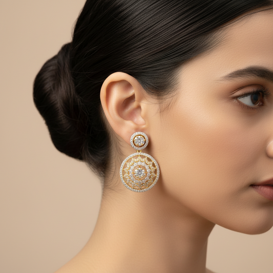 Golden Namrata American Diamond Studs