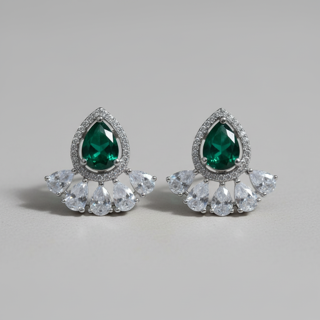 Emerald Savitri American Diamond Studs