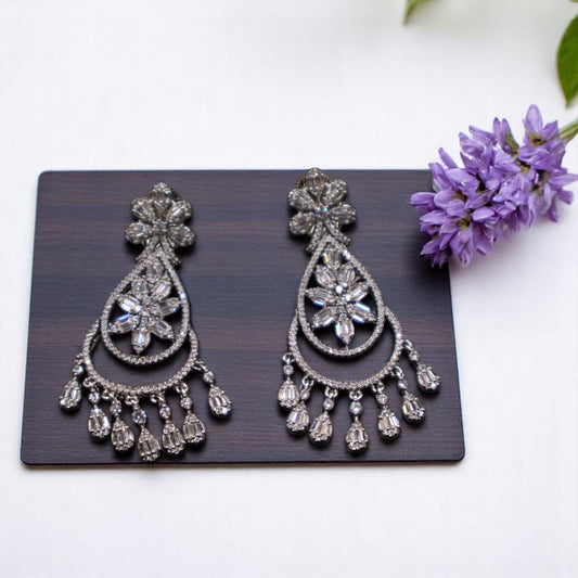 Silvery Poornakala American Diamond Danglers