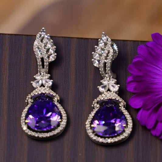 Purple Viniya American Diamond Danglers