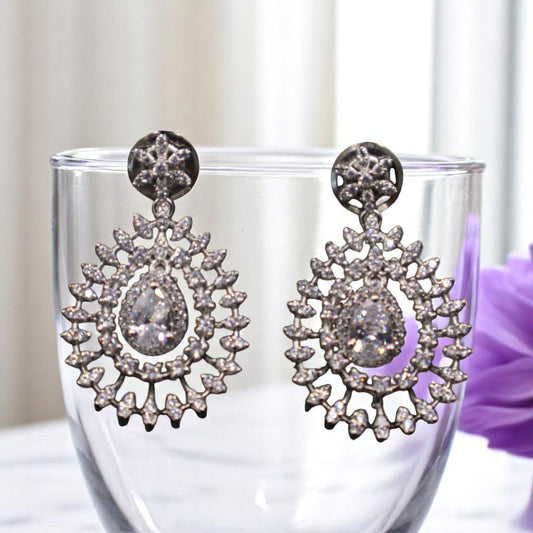 Silvery Kiran American Diamond Danglers