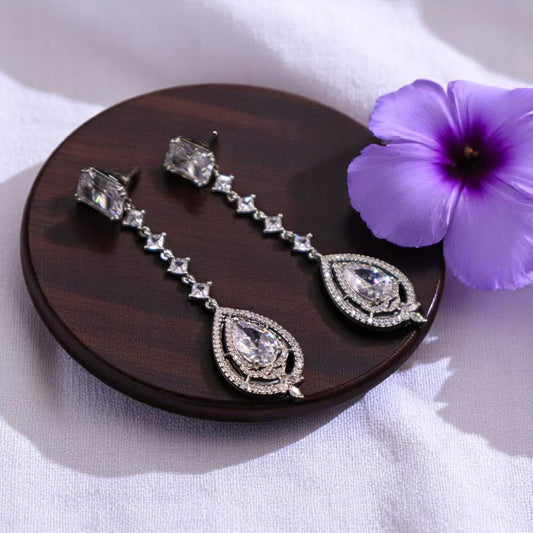 Silvery Karishma American Diamond Danglers