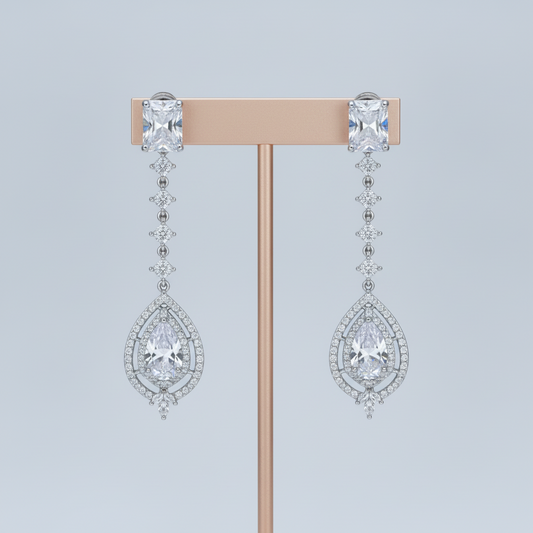 Silvery Karishma American Diamond Danglers