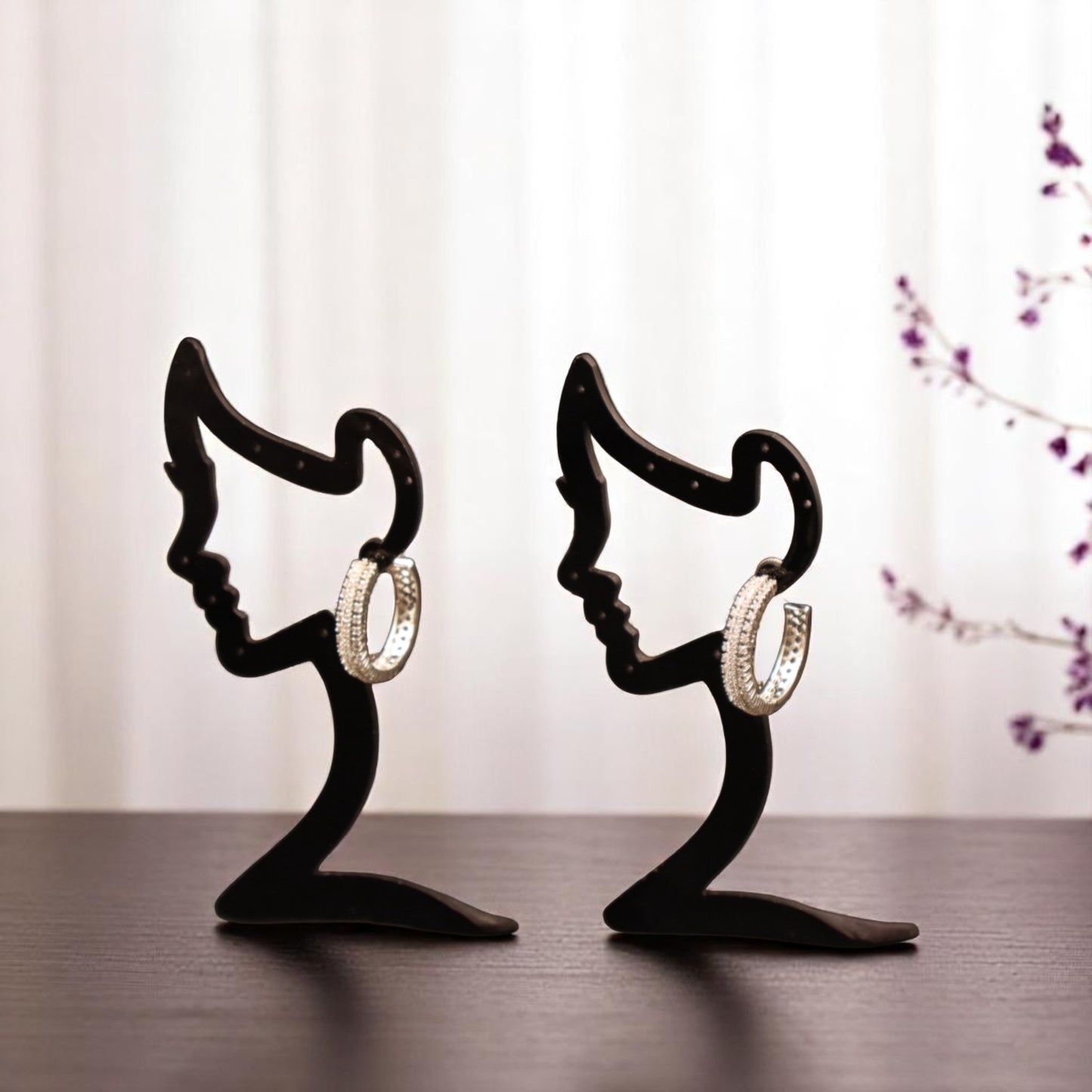 Silvery Shambhavi American Diamond Hoops