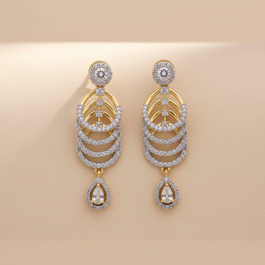 Golden Kalyani American Diamond Danglers