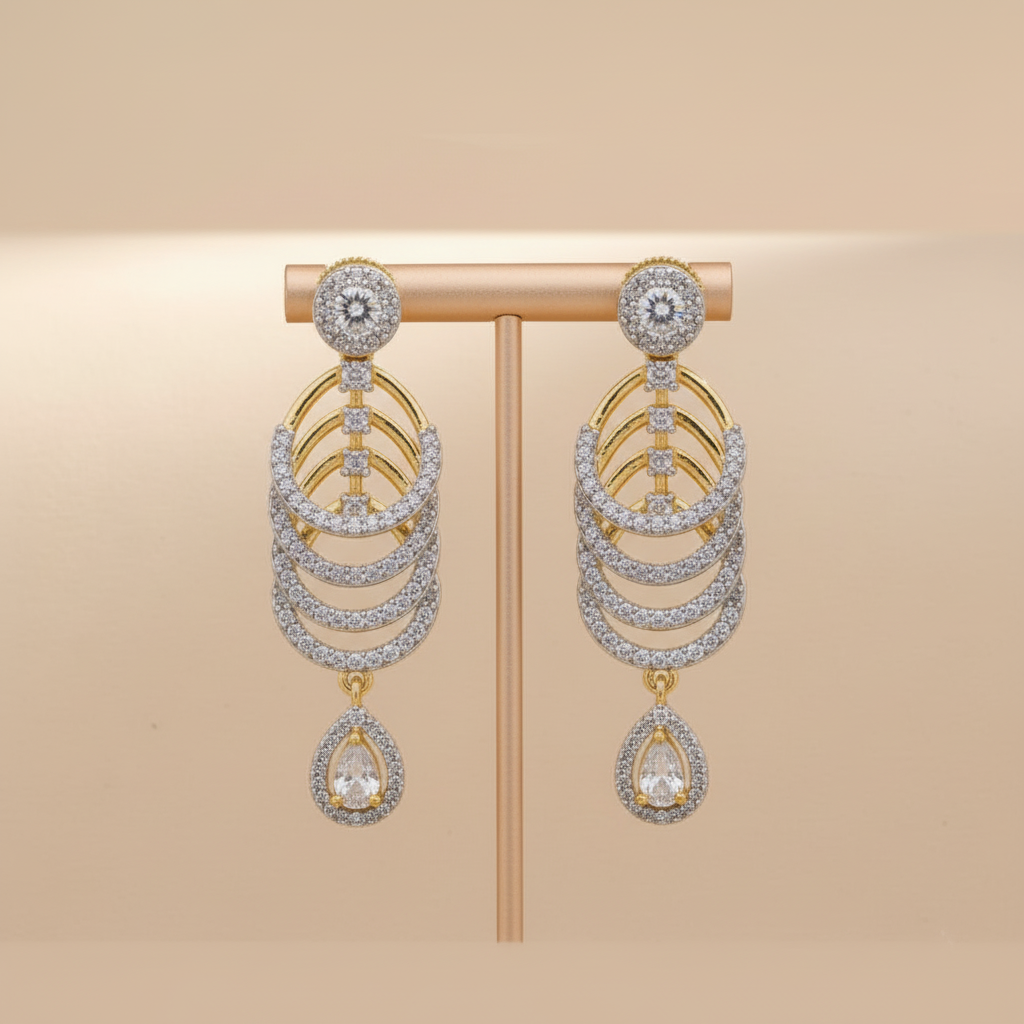 Golden Kalyani American Diamond Danglers