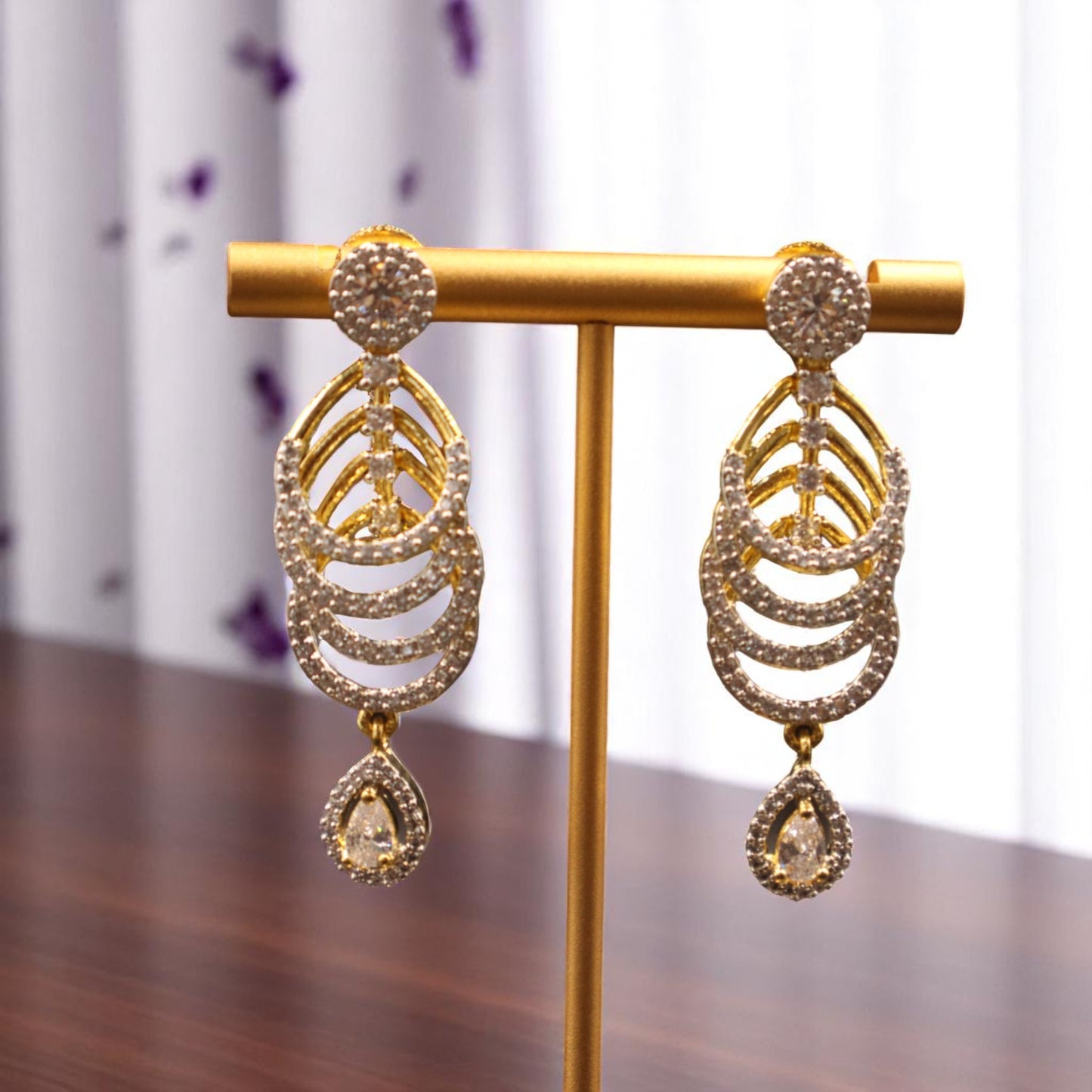 Golden Kalyani American Diamond Danglers