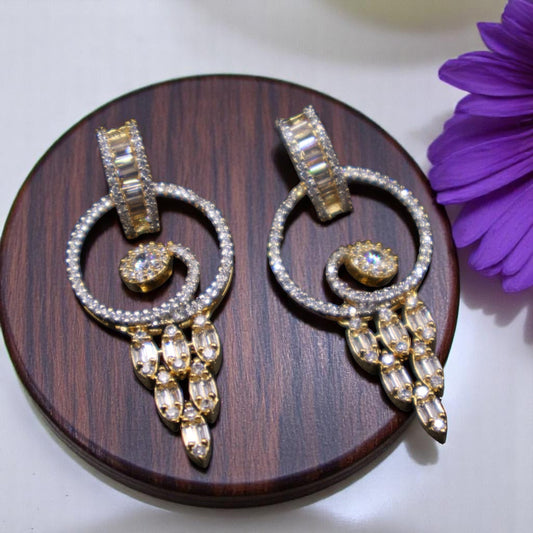 Golden Madhuri American Diamond Danglers