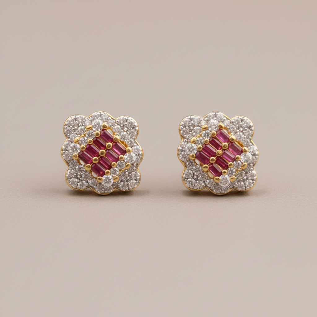 Ruby Anjani American Diamond Studs