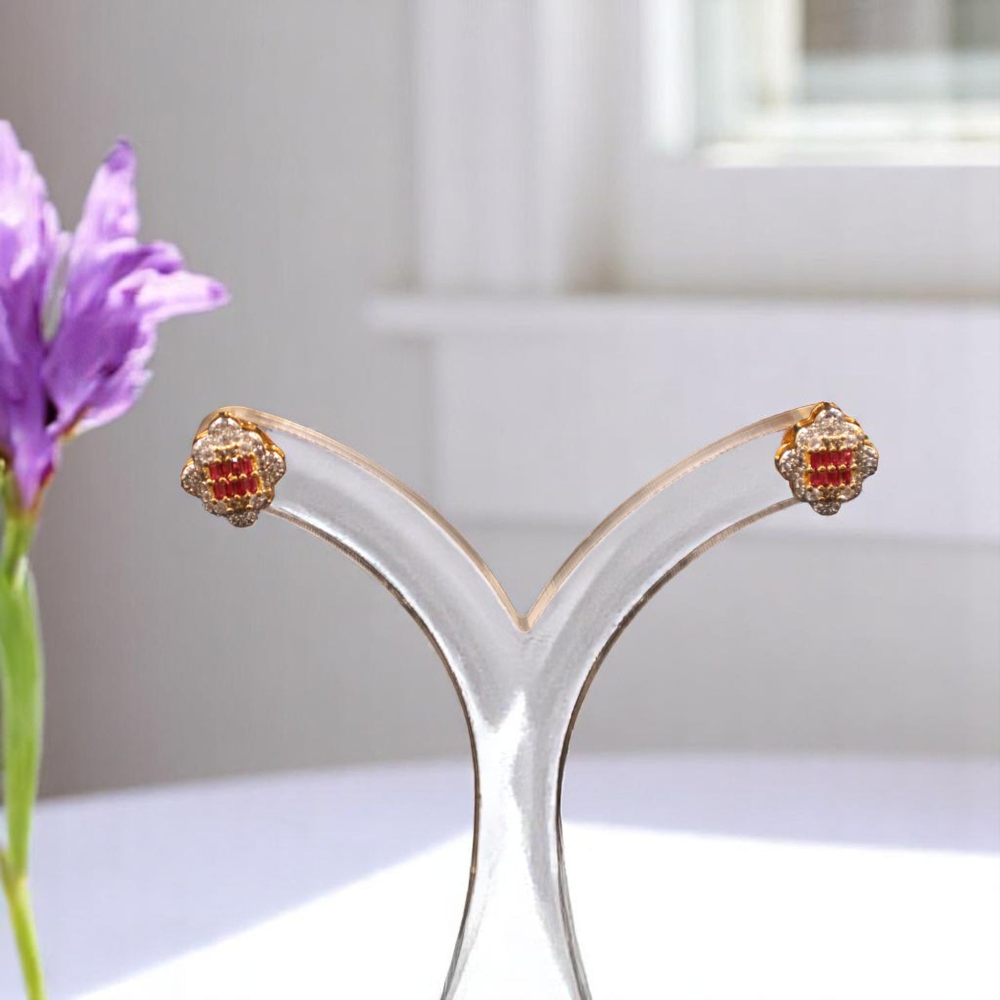 Ruby Anjani American Diamond Studs