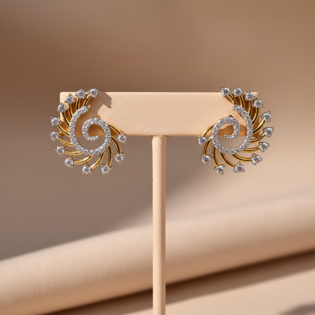 Golden Padmavati American Diamond Studs