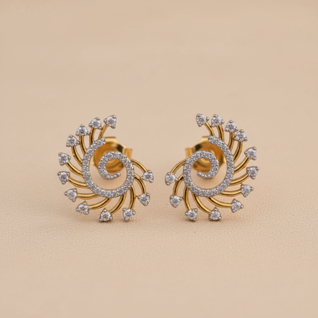 Golden Padmavati American Diamond Studs