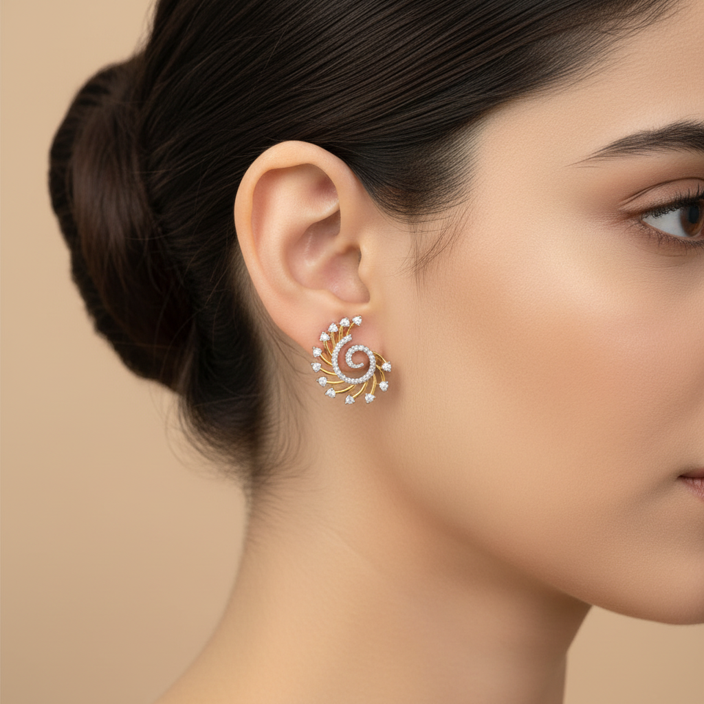 Golden Padmavati American Diamond Studs