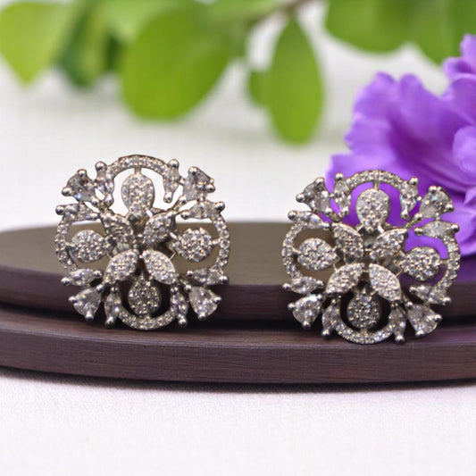 Silvery Pankaja American Diamond Studs