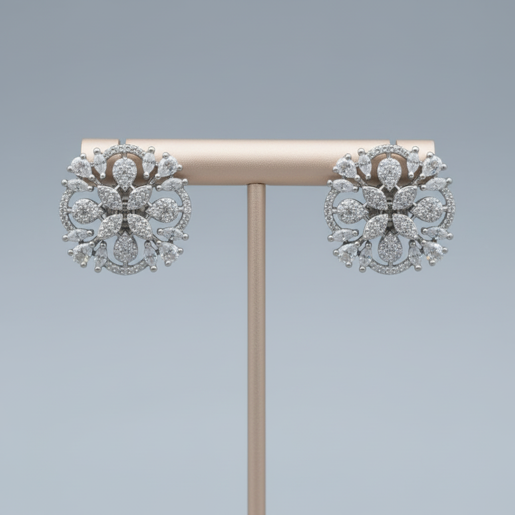 Silvery Pankaja American Diamond Studs