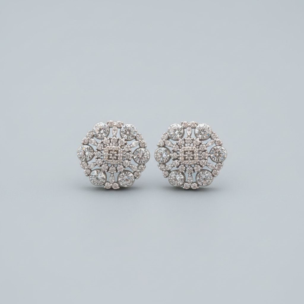 Silvery Varsha American Diamond Studs