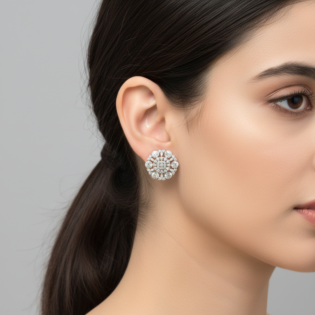 Silvery Varsha American Diamond Studs