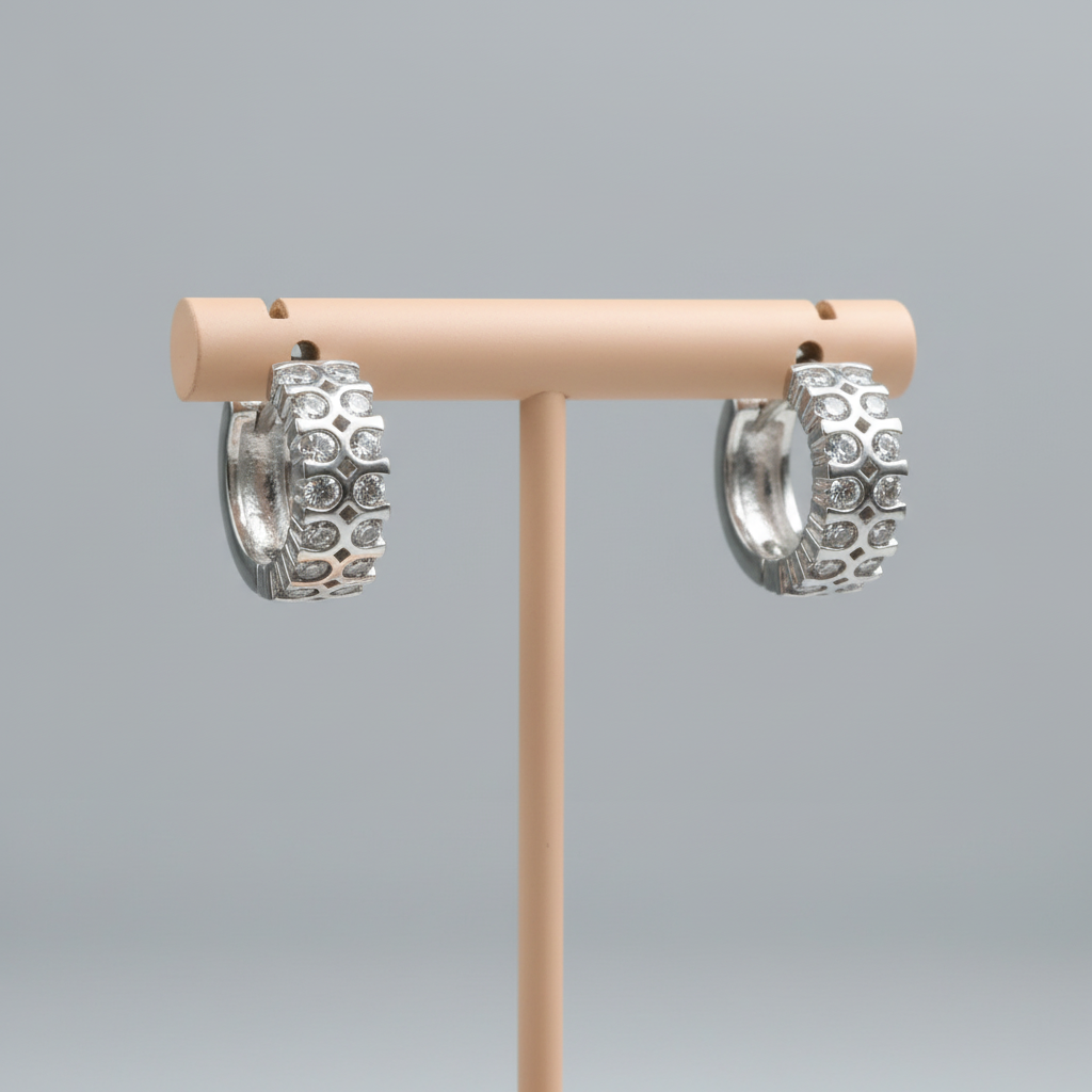 Silvery Urvashi American Diamond Hoops