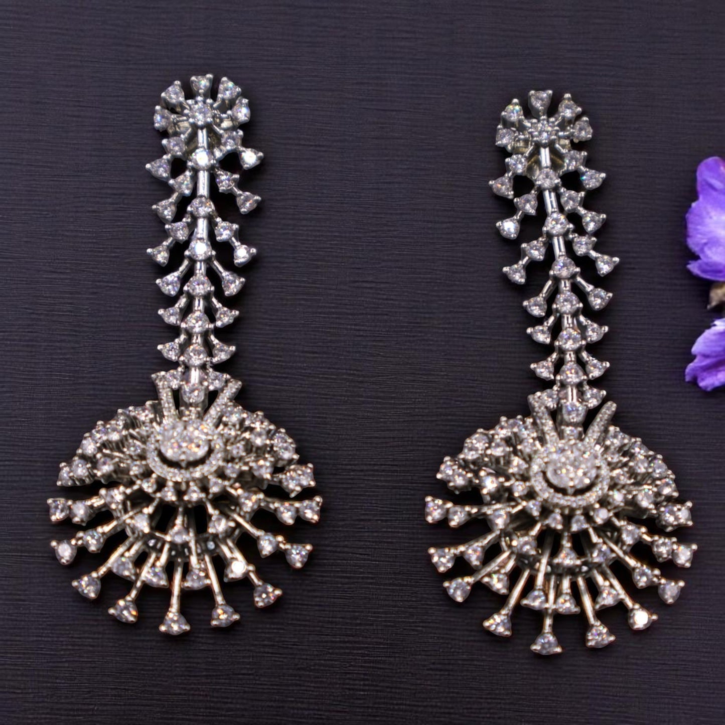 Silvery Sunita American Diamond Danglers