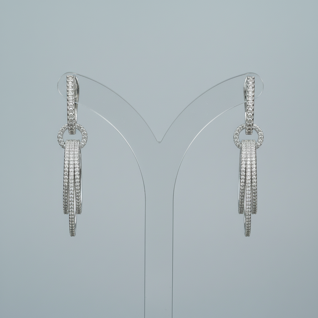 Silvery Kalyani American Diamond Danglers