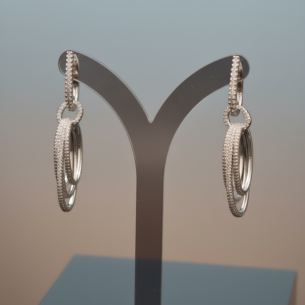 Silvery Kalyani American Diamond Danglers