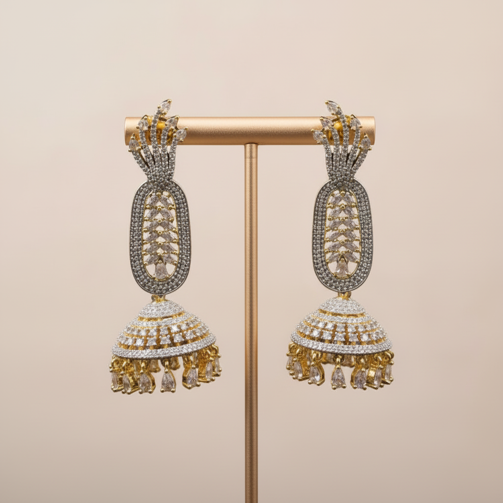 Golden Archana American Diamond Danglers