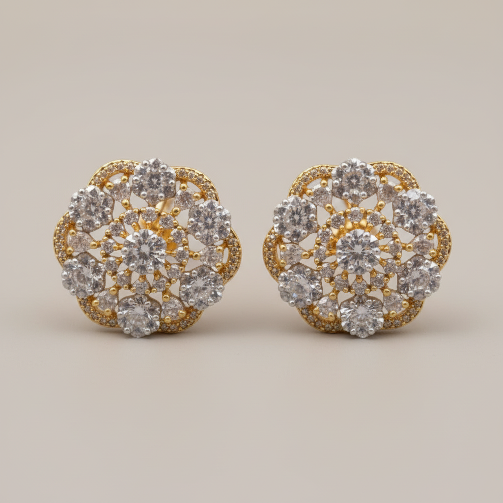 Golden Shruthi American Diamond Studs