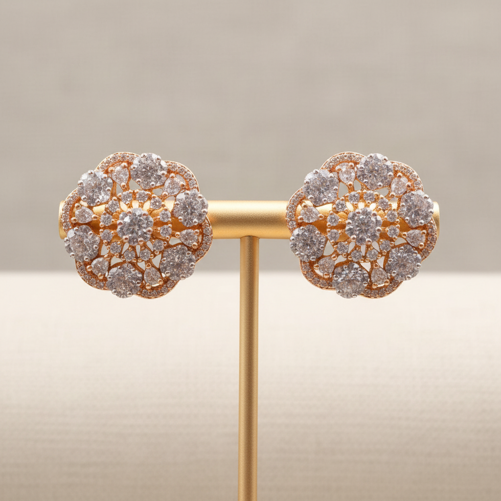 Golden Shruthi American Diamond Studs