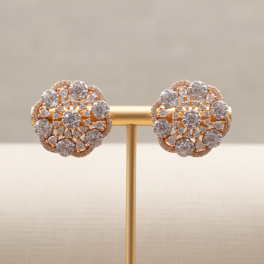 Golden Shruthi American Diamond Studs