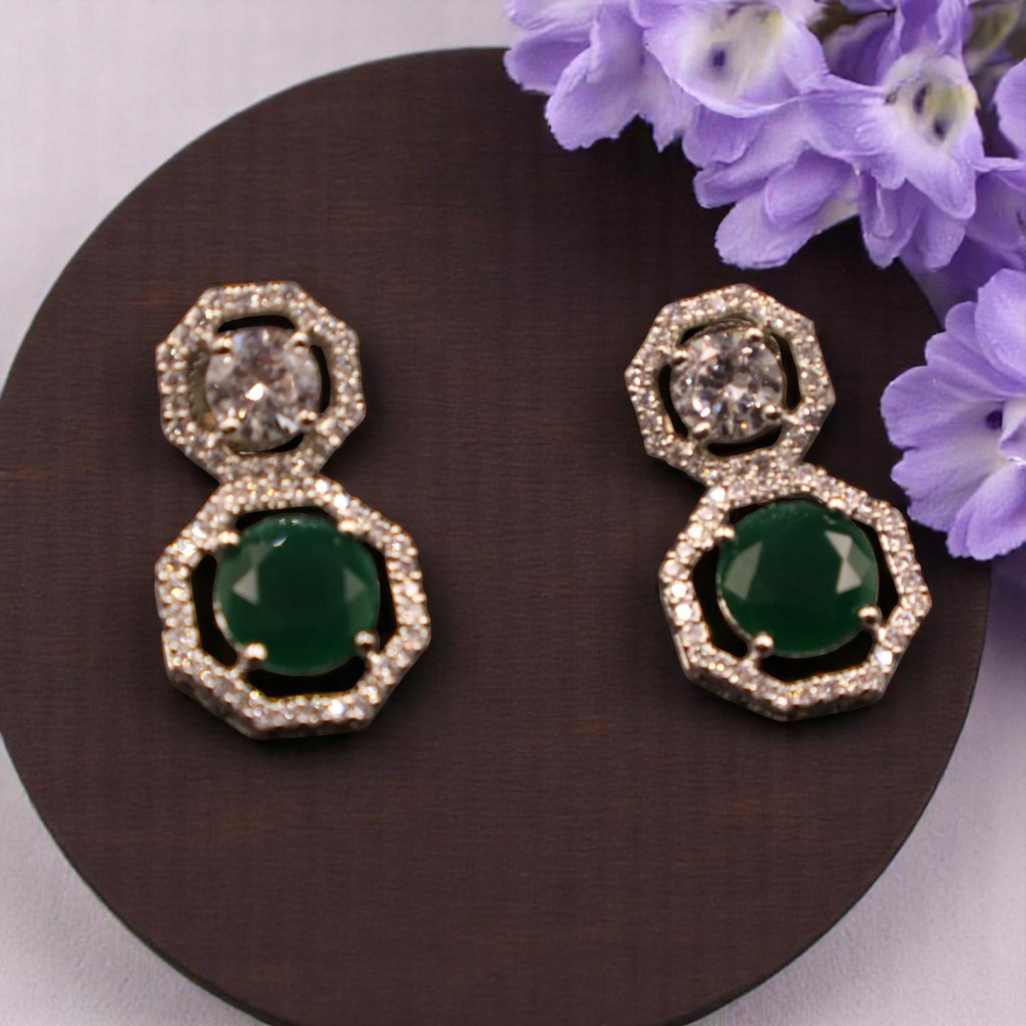 Emerald Ketki American Diamond Studs