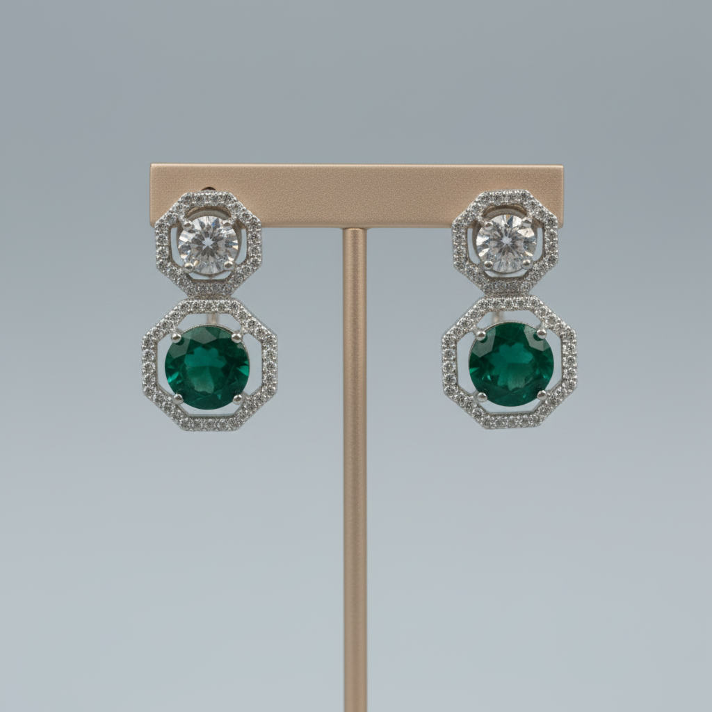 Emerald Ketki American Diamond Studs