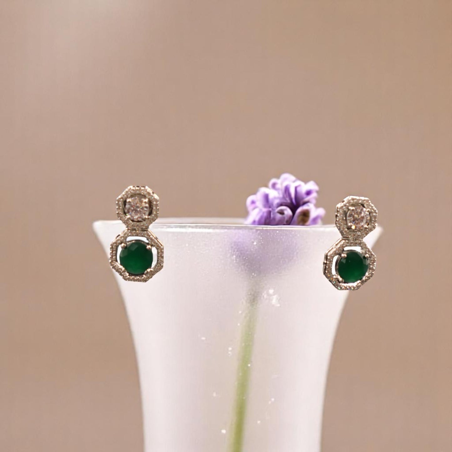 Emerald Ketki American Diamond Studs
