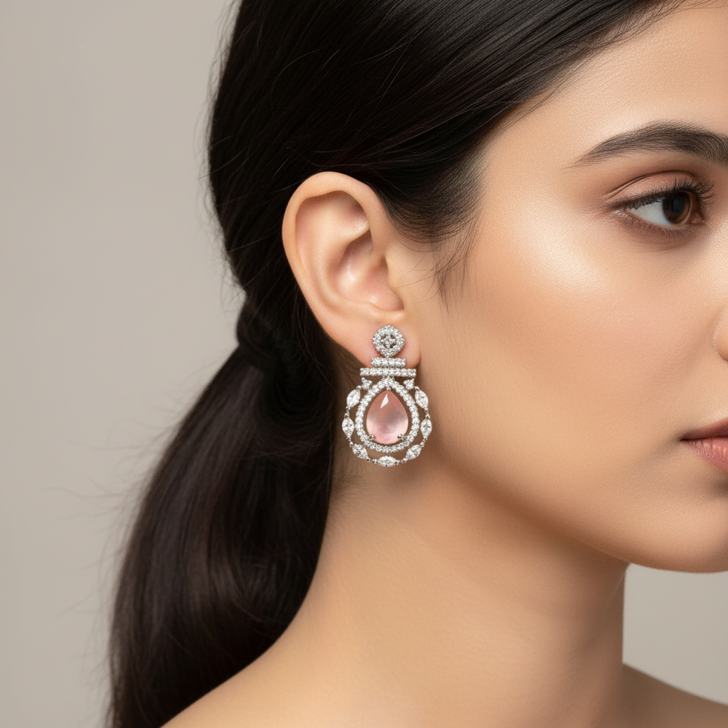 Pink Maitreyi American Diamond Studs