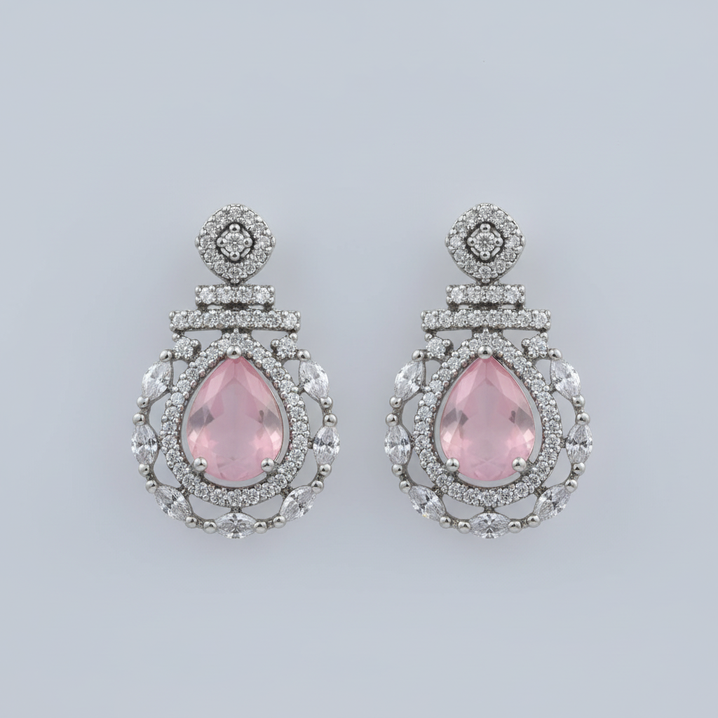 Pink Maitreyi American Diamond Studs