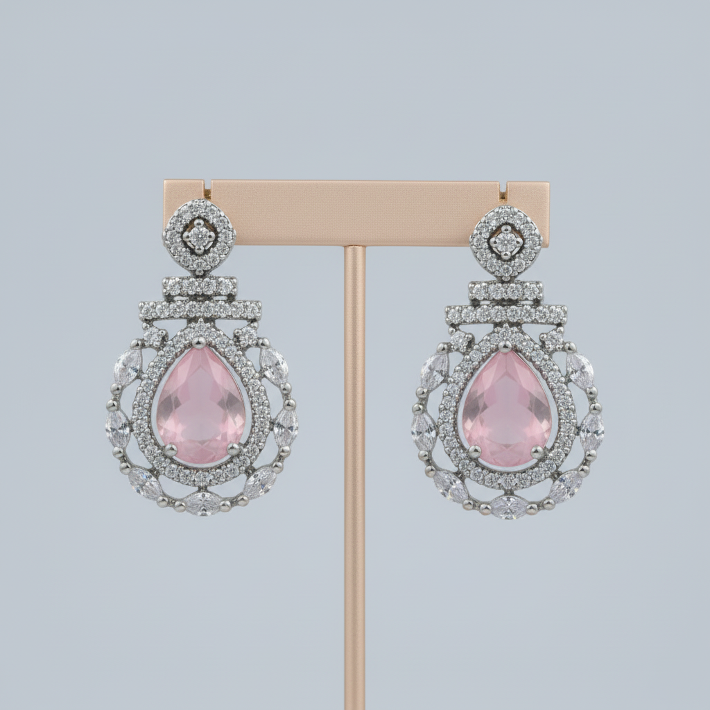 Pink Maitreyi American Diamond Studs