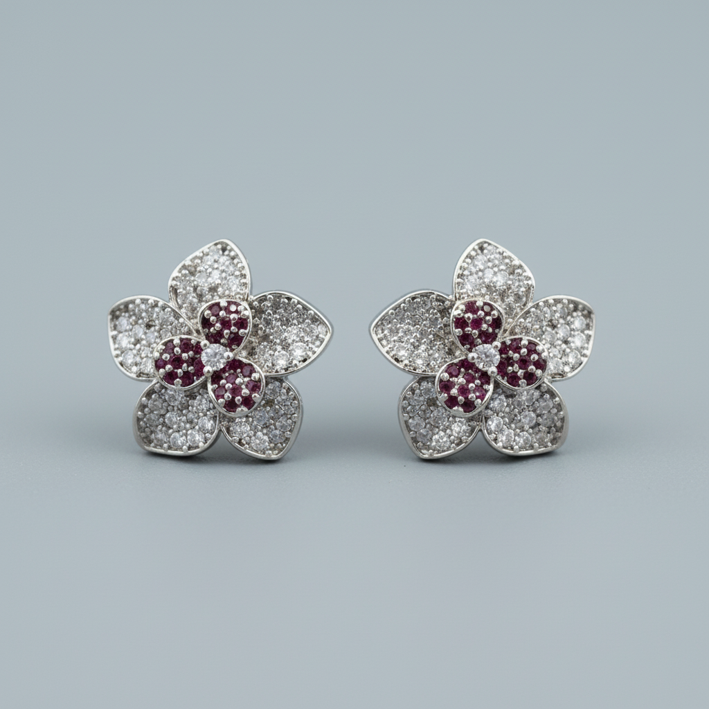 Magenta Phulwanti American Diamond Studs